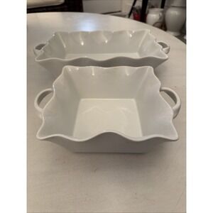 NEW~BIA Cordon Bleu Wavy Collection 3 Rectangular Baker @ Handles (Set Of 2)